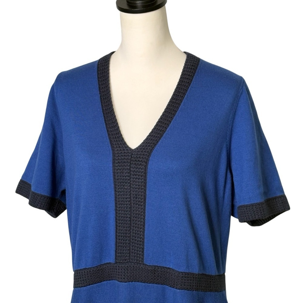 Boden Olivia Day Knited Fit & Flare Dress Size 16 Long Tall Blue Midnight - Picture 2 of 10